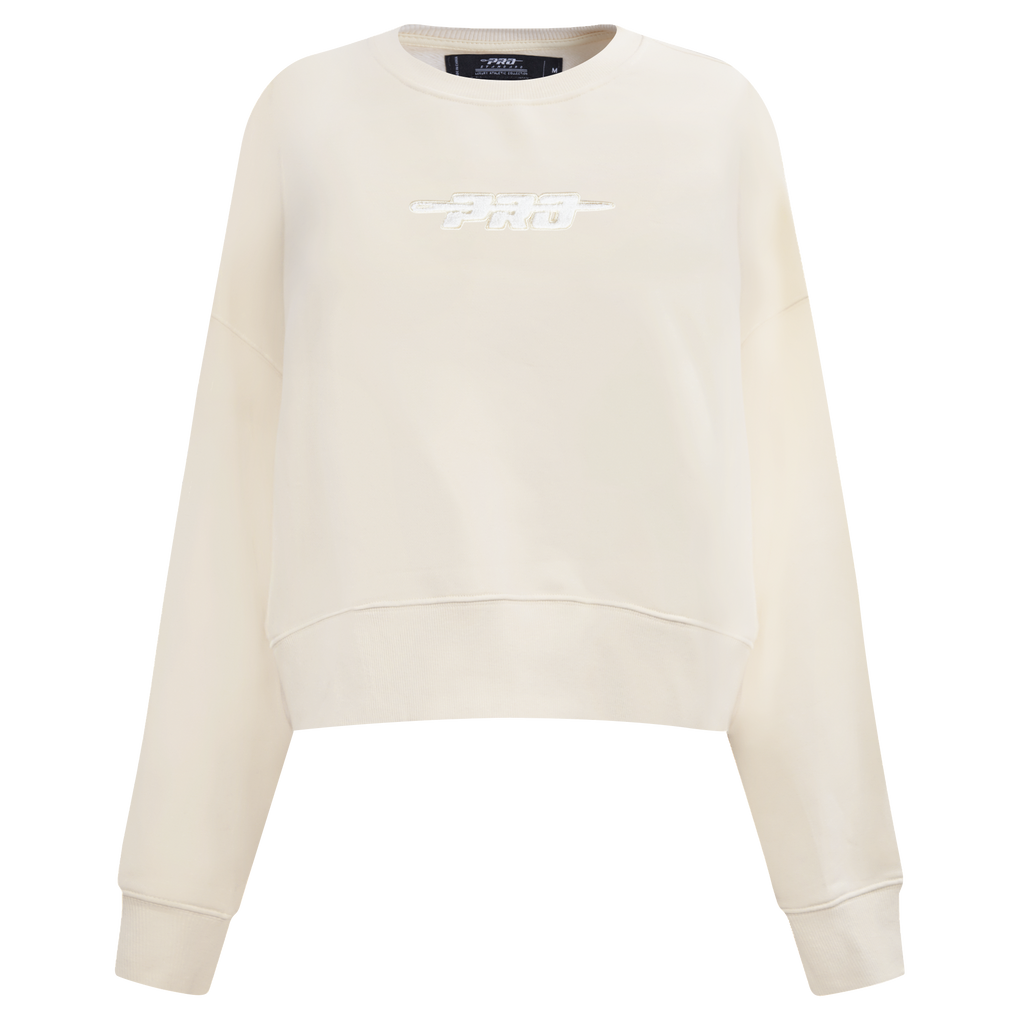 PRO STANDARD CLASSIC CHENILLE WHT LOGO WOMEN'S FLC CREWNECK (EGGSHELL)