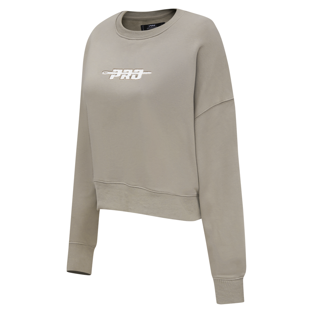 PRO STANDARD CLASSIC CHENILLE CHANDAIL À COL ROND EN MOLLETON À LOGO BLANC POUR FEMME (TAUPE)