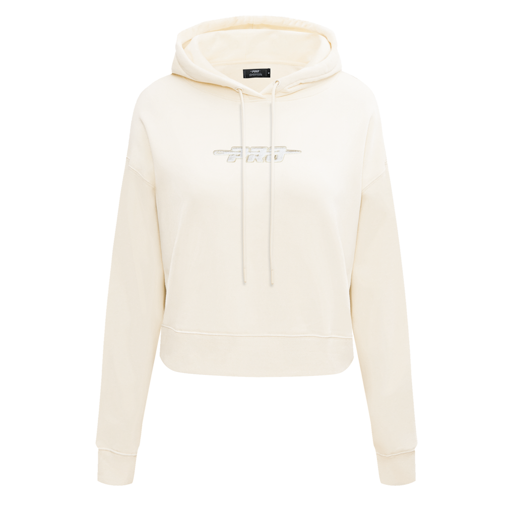 PRO STANDARD CLASSIC CHENILLE CHANDAIL À CAPUCHON COURT EN MOLLETON À LOGO BLANC POUR FEMME (COQUILLE D'ŒUF)