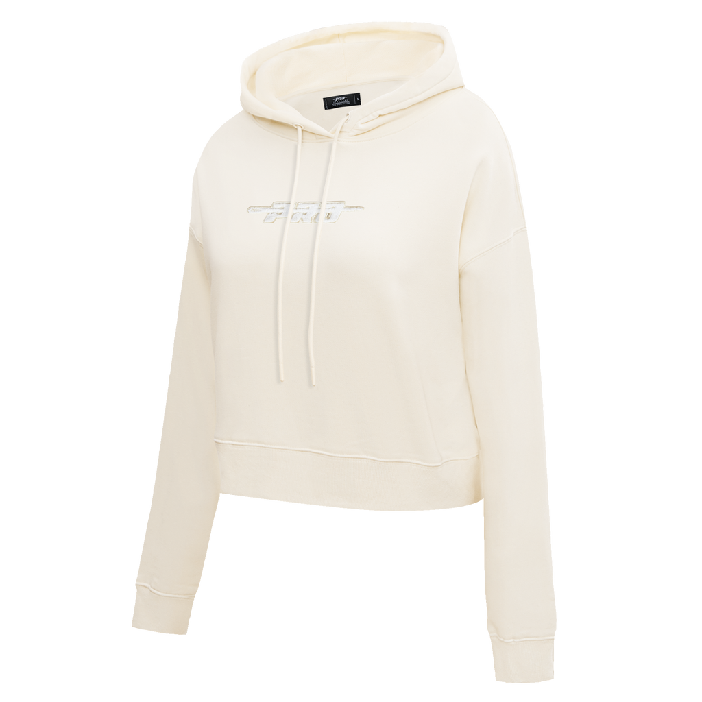 PRO STANDARD CLASSIC CHENILLE CHANDAIL À CAPUCHON COURT EN MOLLETON À LOGO BLANC POUR FEMME (COQUILLE D'ŒUF)