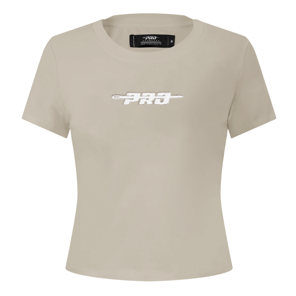 PRO STANDARD CLASSIC CHENILLE T-SHIRT BABY DOLL À LOGO BLANC POUR FEMME (TAUPE)