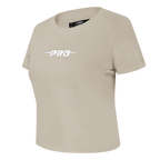PRO STANDARD CLASSIC CHENILLE T-SHIRT BABY DOLL À LOGO BLANC POUR FEMME (TAUPE)