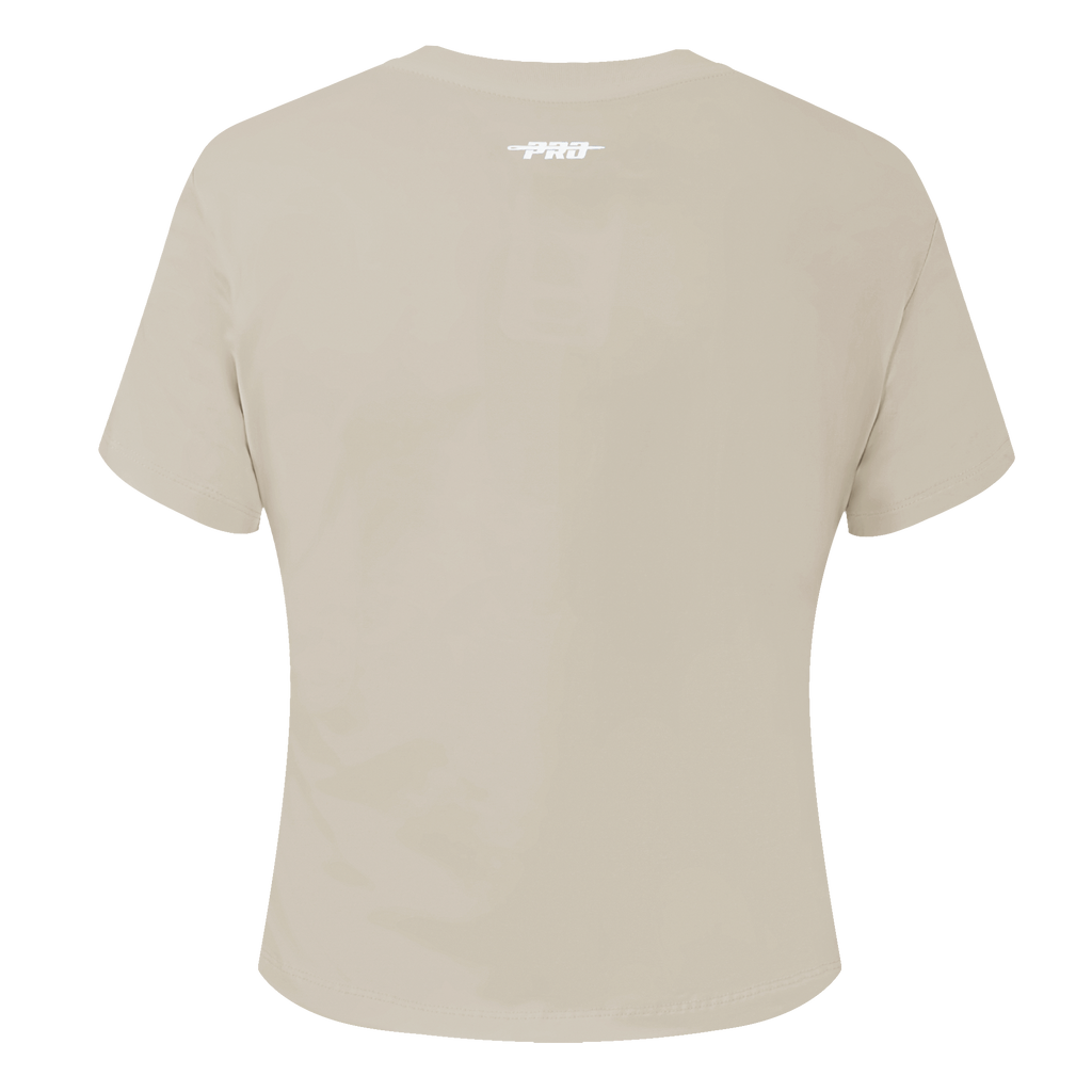 PRO STANDARD CLASSIC CHENILLE T-SHIRT BABY DOLL À LOGO BLANC POUR FEMME (TAUPE)