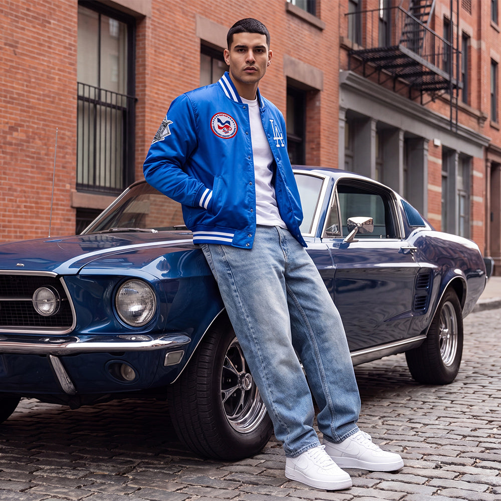 MLB LOS ANGELES DODGERS MEN'S SATIN JACKET (ROYAL BLUE)