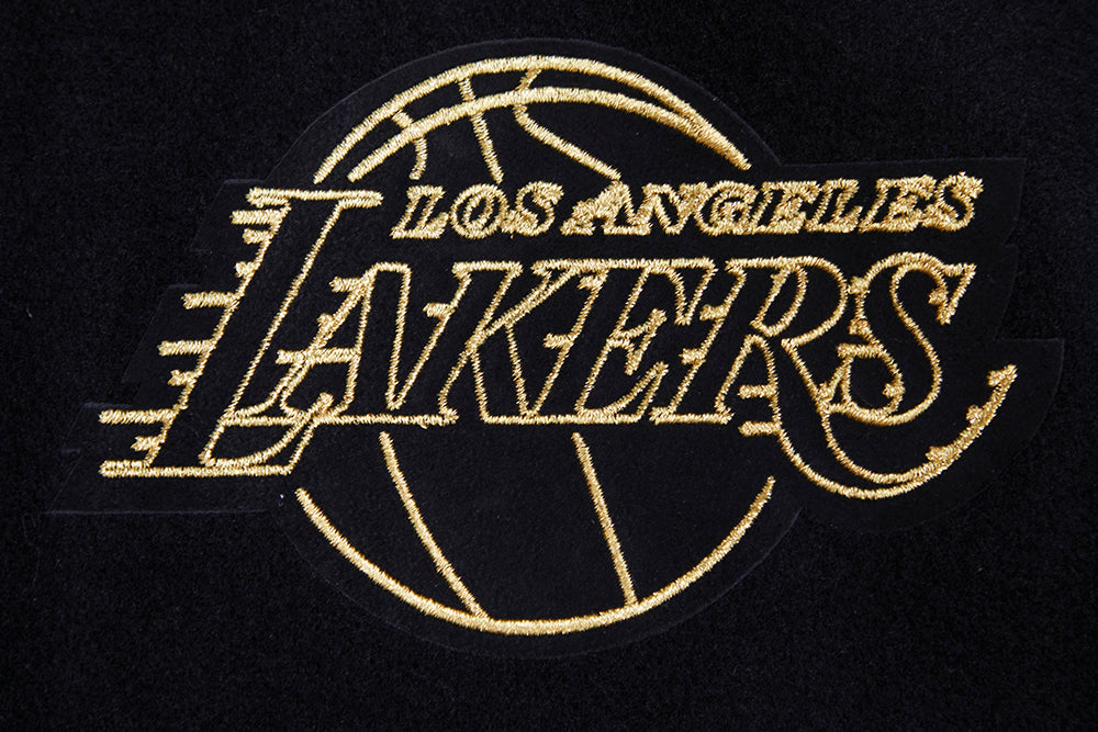 NBA LOS ANGELES LAKERS BLACK & GOLD MEN'S WOOL VARSITY JACKET (JET BLACK)