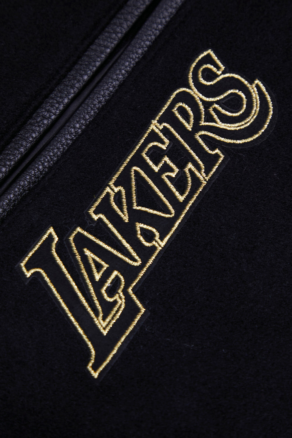 NBA LOS ANGELES LAKERS BLACK & GOLD MEN'S WOOL VARSITY JACKET (JET BLACK)