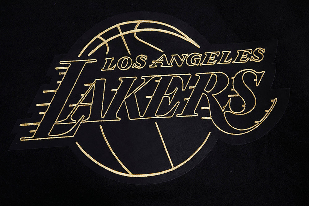 NBA LOS ANGELES LAKERS BLACK & GOLD MEN'S WOOL VARSITY JACKET (JET BLACK)