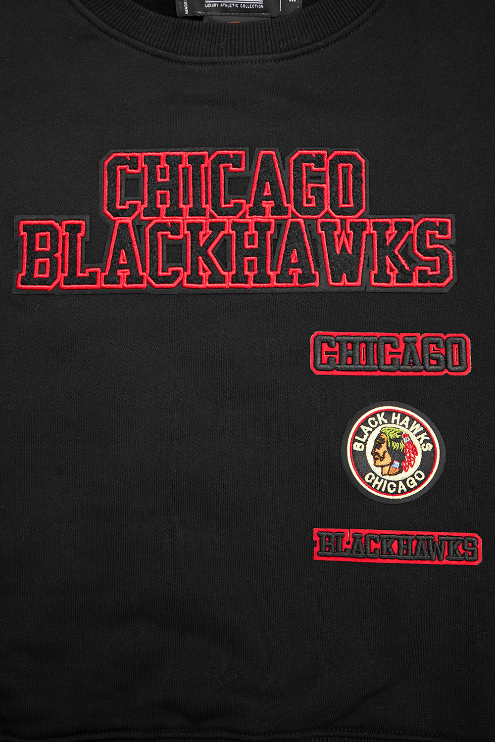 NHL CHICAGO BLACKHAWKS RETRO CLASSIC CHANDAIL À COL ROND CÔTELÉ POUR FEMME (NOIR/ROUGE/NOIR)